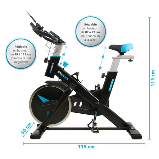 Bicicleta de spinning Sprinter com volante de 13 kg, resistência magnética manual, para treinamento cardiovascular.