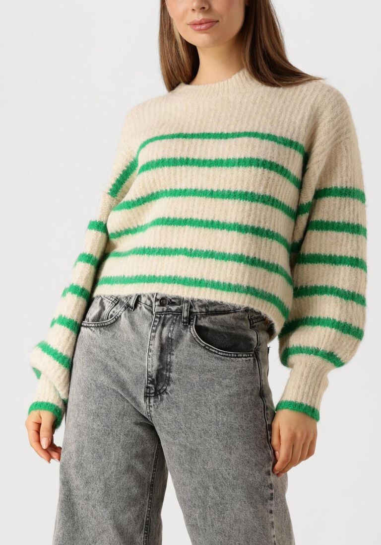 groene co'couture trui coralie crop stripe o-knit