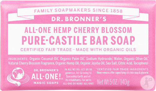 Dr Bronner's Pain De Savon Fleur Cerisier Visage Et Corps Toutes Peaux 140g