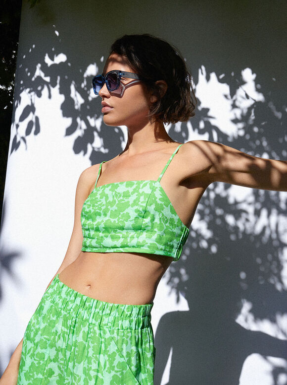 Blusa de linho estampada - Verde