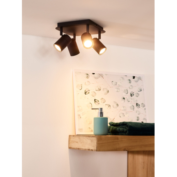 Lucide LENNERT plafondspot badkamer LED dimb.  GU10 3000K IP44 Zwart