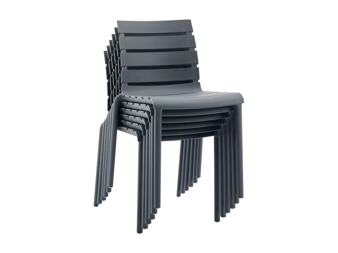 Lot de 2 chaises de jardin empilables en polypropylène - Anthracite - PANDJI de MYLIA