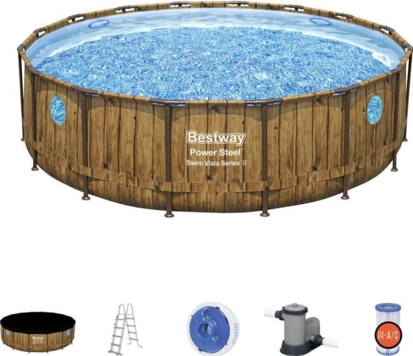 Bestway 56725, Innrammet basseng, Stige, Blå, Brun, 82,6 kg