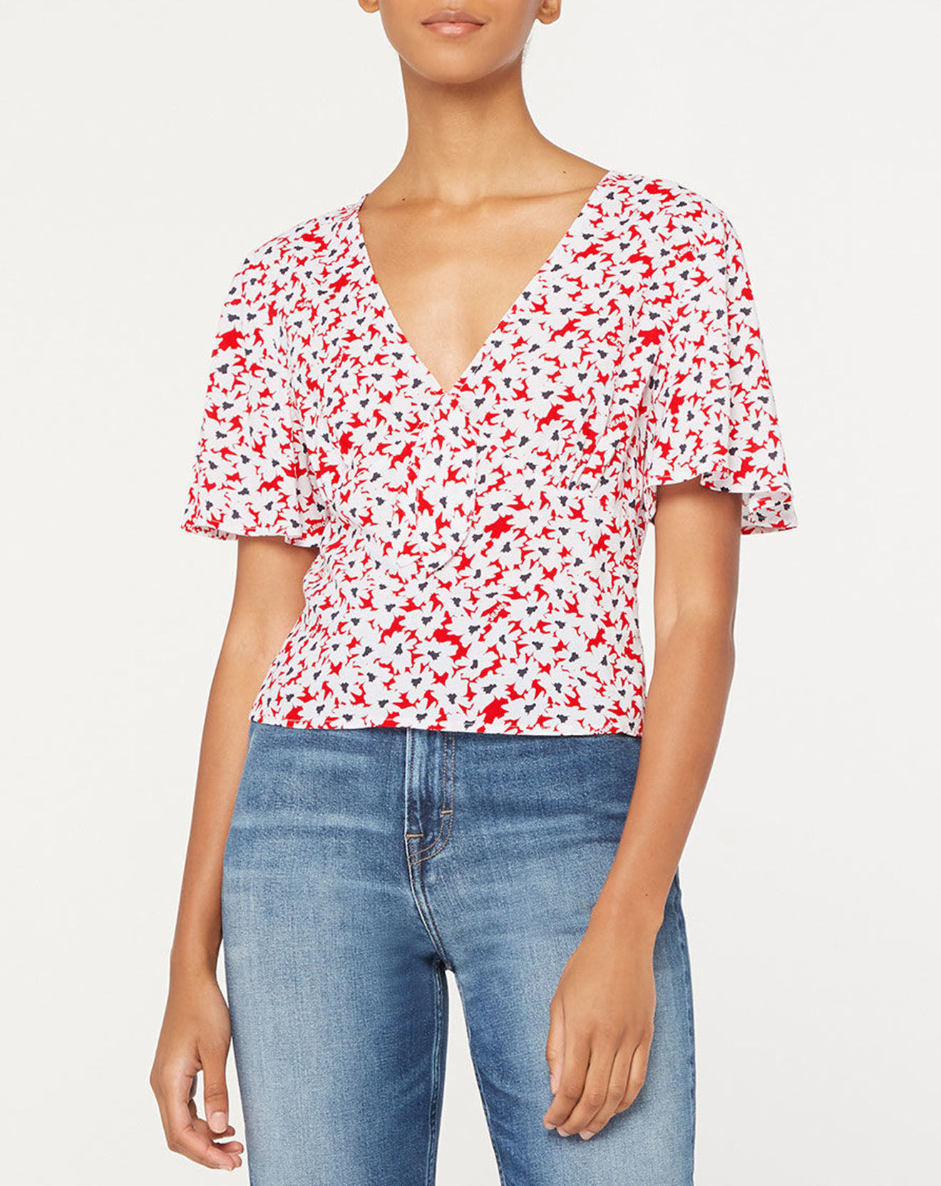 Tommy Jeans Top imprimé floral rouge/blanc