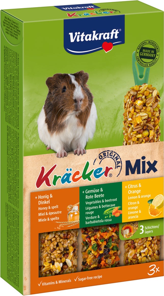 Vitakraft caviasnack Kräcker Mix citrus/groente/honing 3 stuks