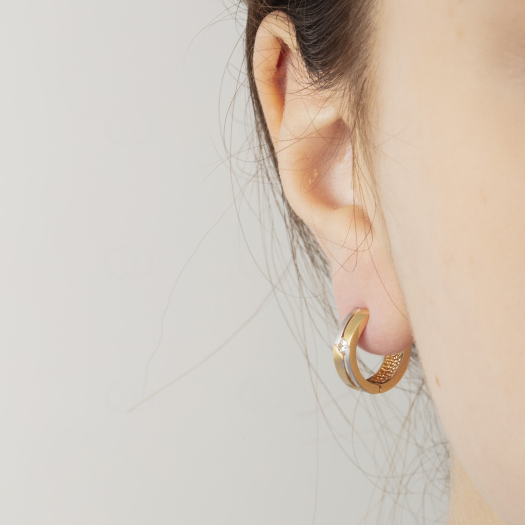 Kreolen 750/18 K Bicolor Ø 14mm mit Zirkonia