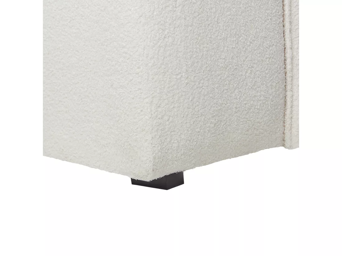 Canapé angle à gauche en tissu bouclé blanc cassé DOLVA