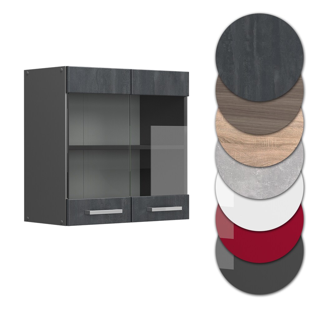 Vicco Hängeglasschrank R-Line Schwarz Beton Anthrazit 60 cm