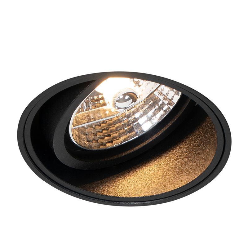 Set van 6 Moderne inbouwspot zwart trimless - Impact 70