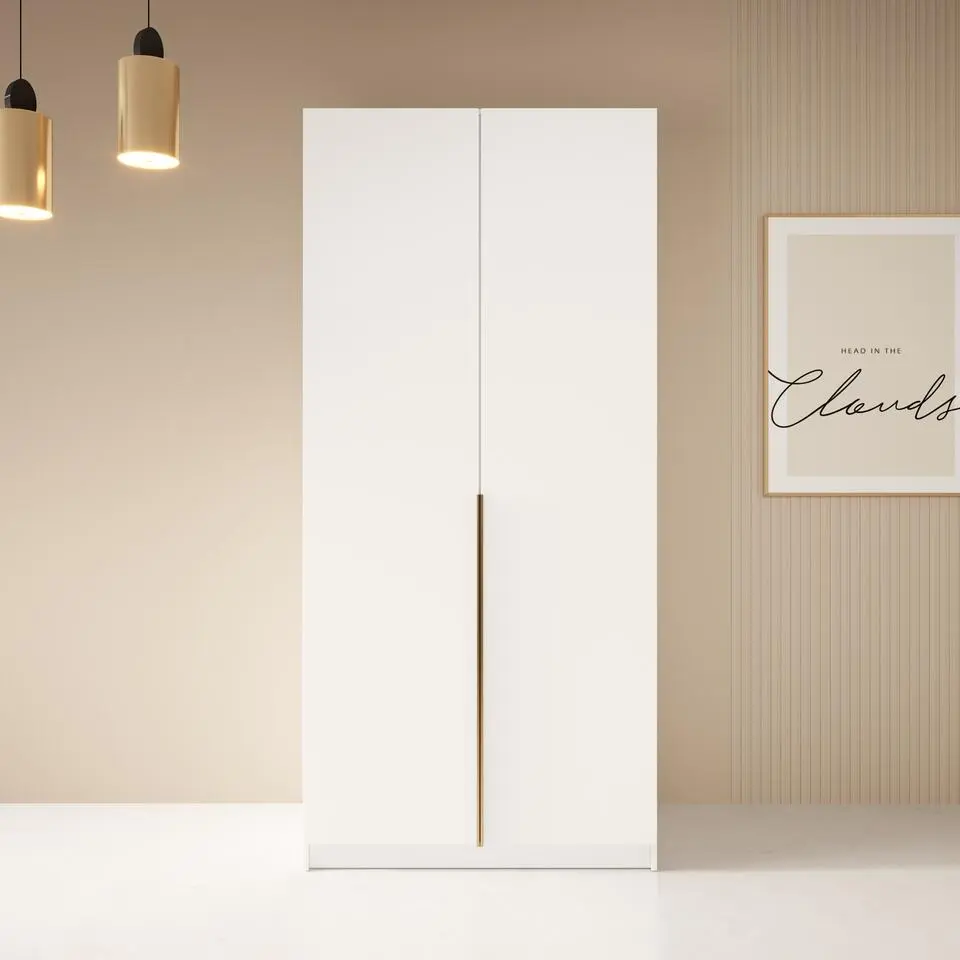 Meubella - Kledingkast Bruno 2 - Wit - 100 cm