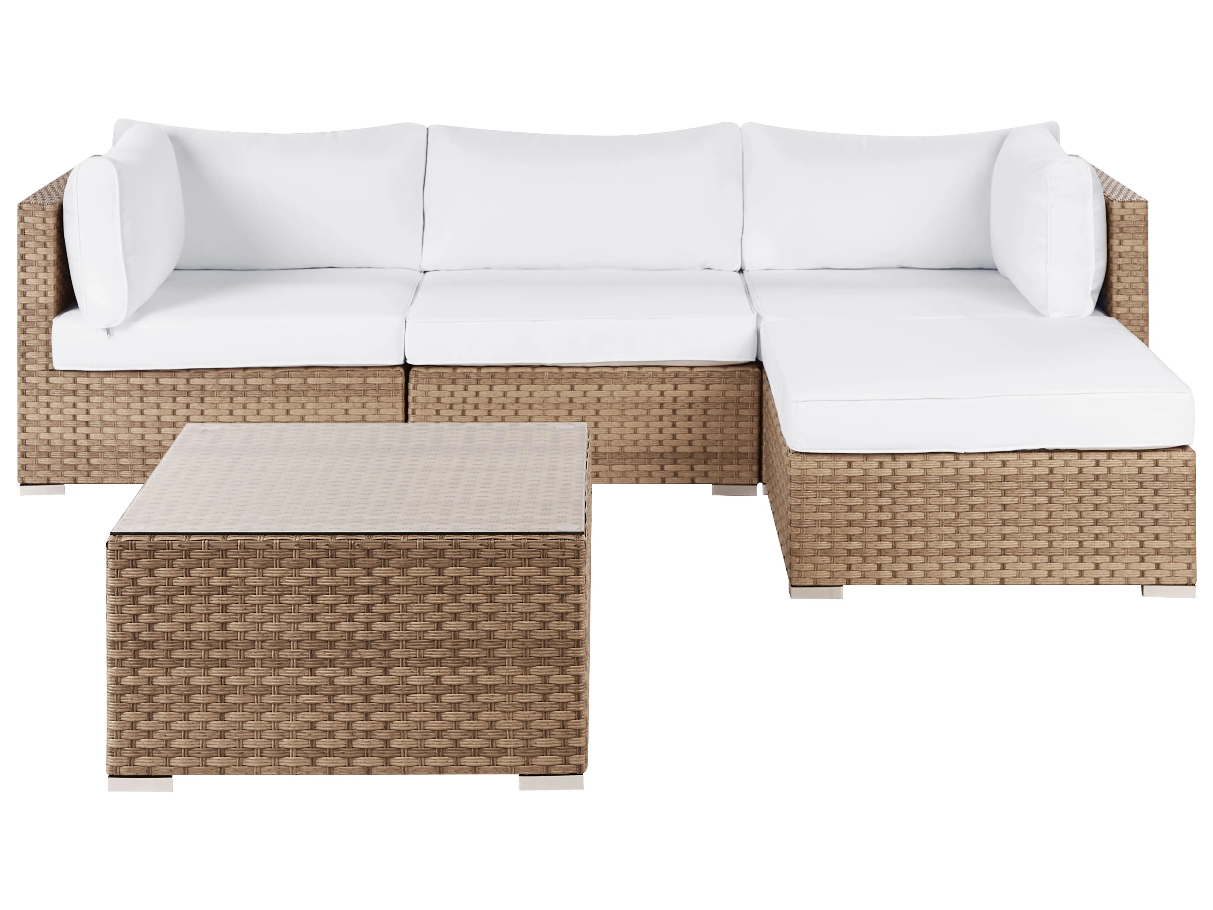 Tuin hoekloungeset met tafel 4-zits SANO linkszijdig modulair PE rotan Natuurlijk