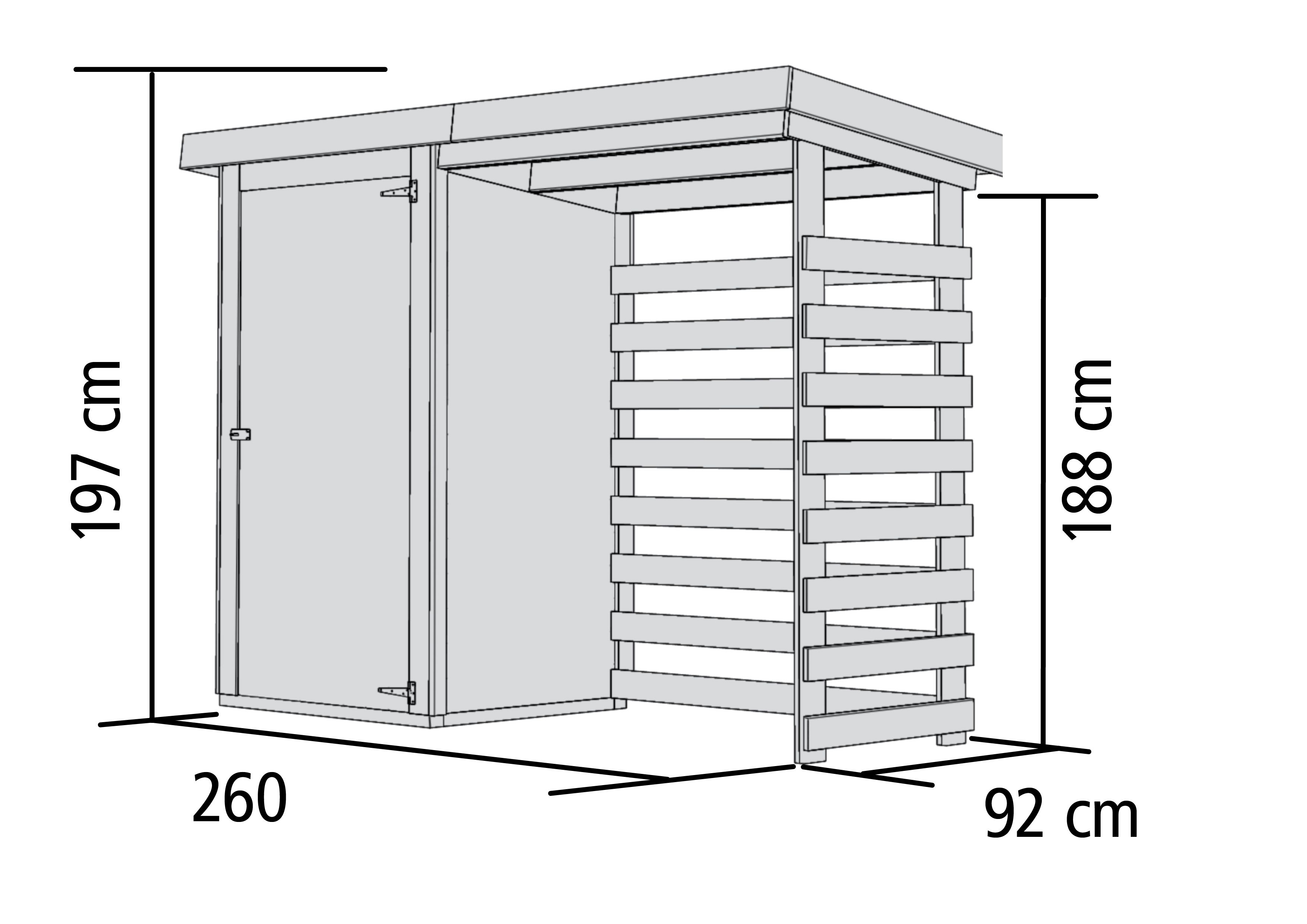 Karibu Geräteschrank mit Feuerholzunterstand inkl. selbst. Premium-Aluminiumfolie