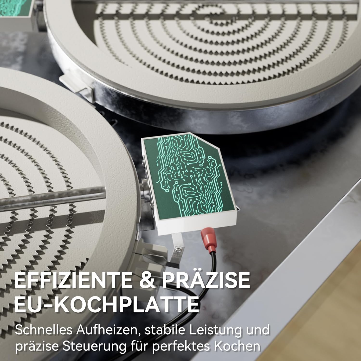 Hermitlux Glaskeramikkochfeld 4 Platten, 59cm, 6600W, 9 Heizstufen, Kein Stecker