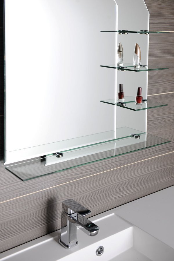 Aqualine Wega spiegel met bogen en planchets 65x90cm