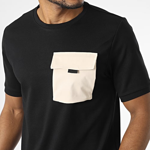 Tee Shirt A Poche Noir Beige