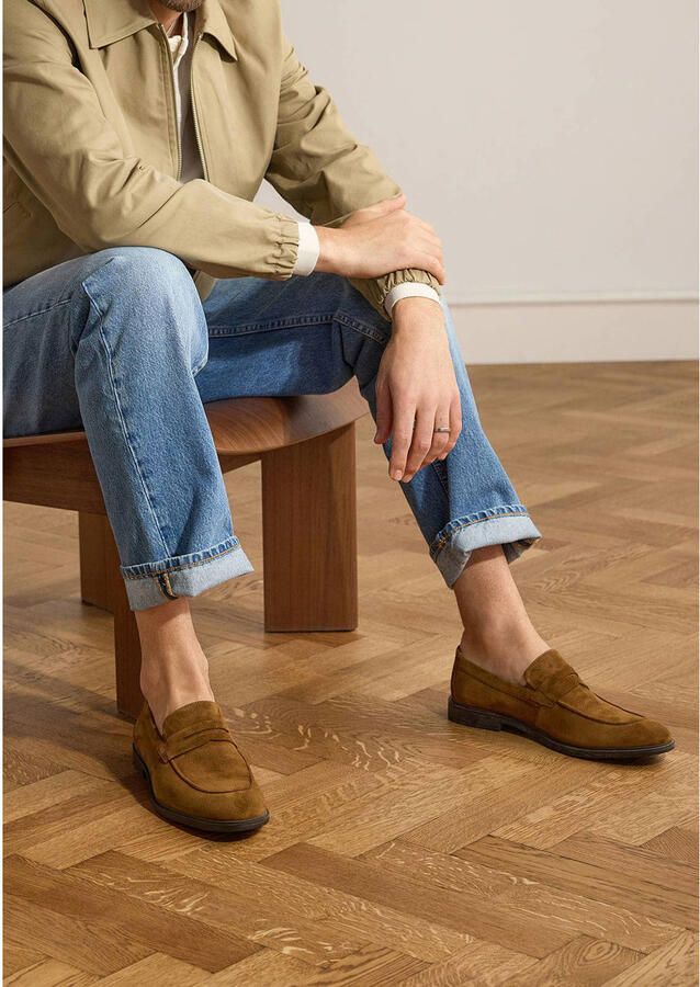 Manfield Heren Cognac suède loafers