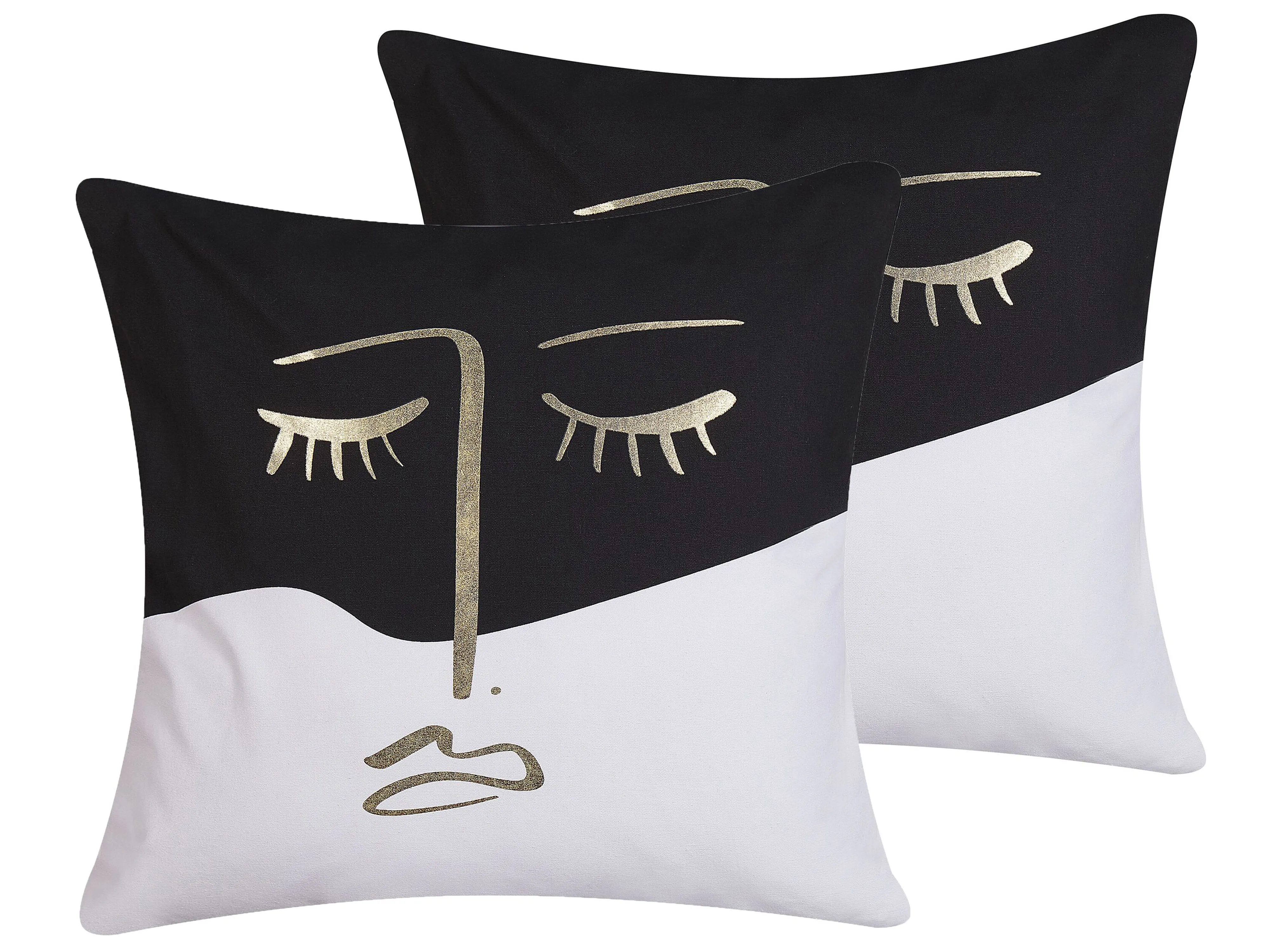 Set van 2 sierkussens ABELIA Katoen 45 x 45 cm Zwart/wit abstract patroon