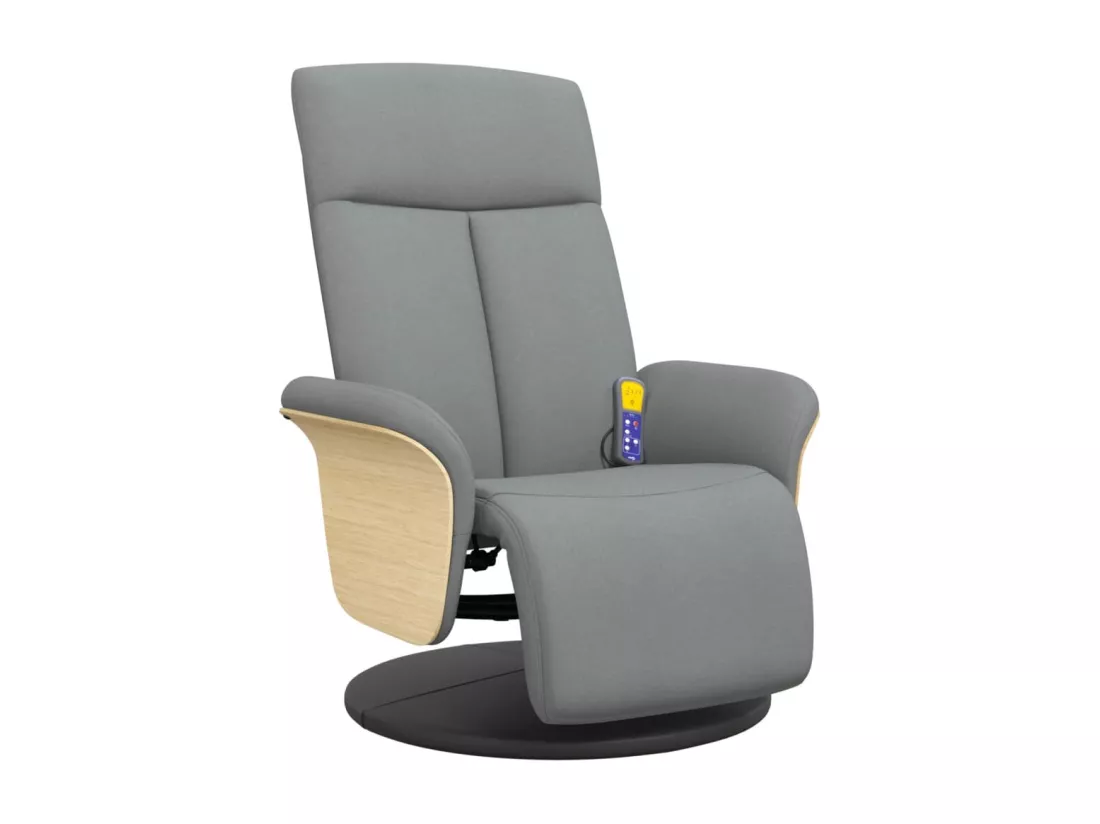 Fauteuil inclinable massant et repose-pieds gris clair tissu