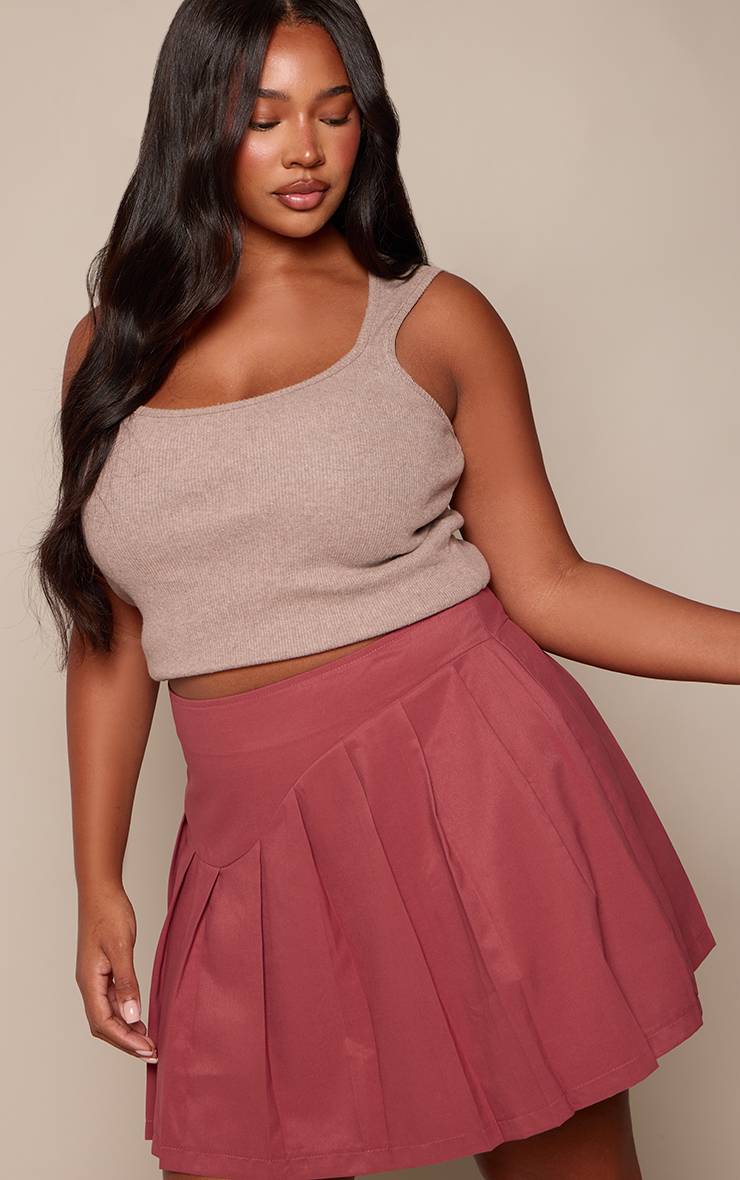 Marron Jupe Mini Plissée Plus Basic