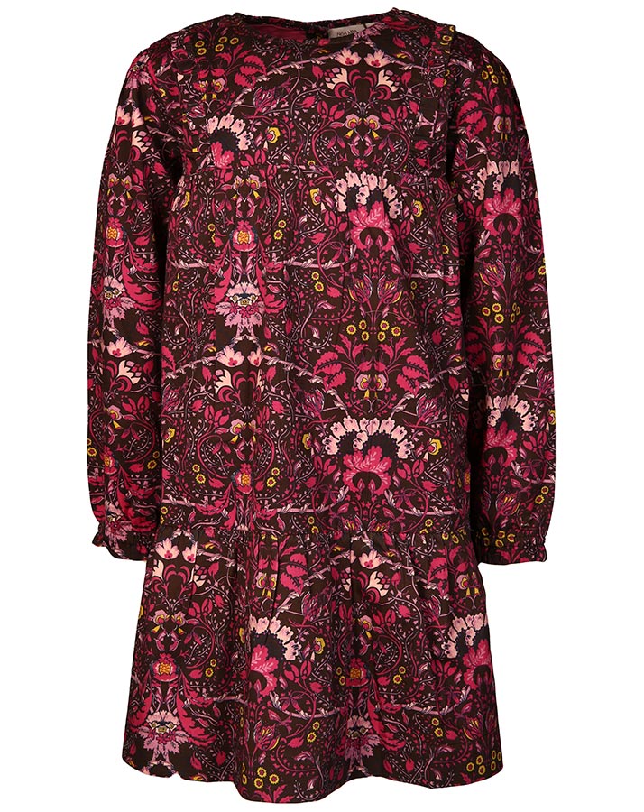 Kleid FLOWER SATIN in braun/pink