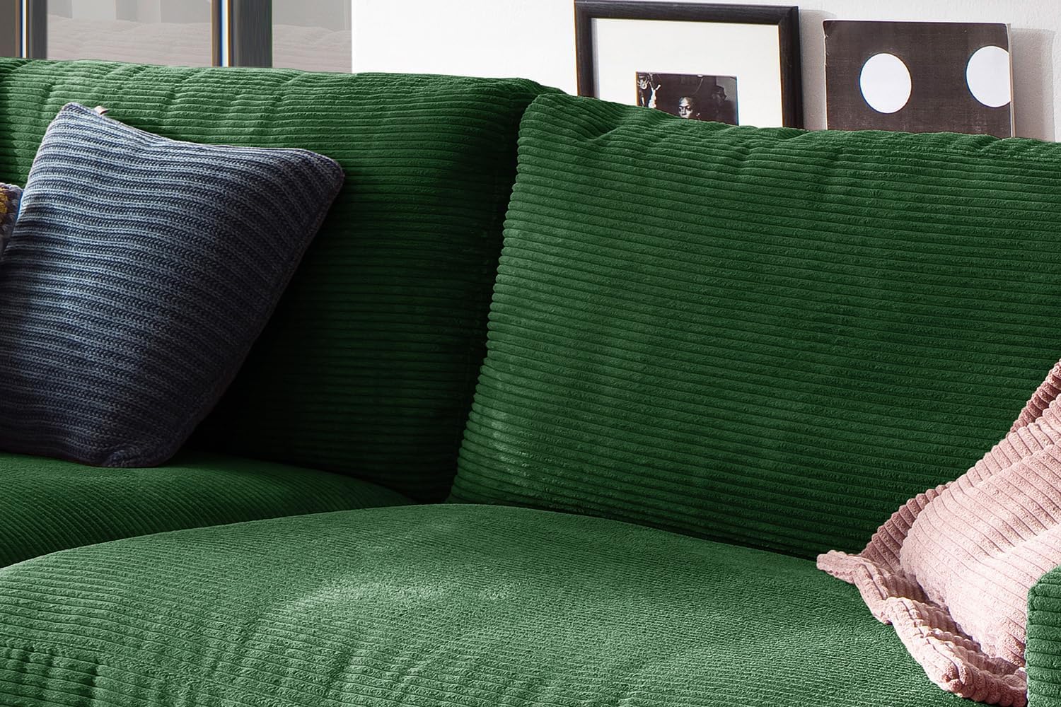 KAWOLA Big Sofa Megasofa 3-Sitzer Madeline - Sofa Wohnzimmer Couch Smaragd Cord, 3-Sitzer Komfortable und Moderne Couch
