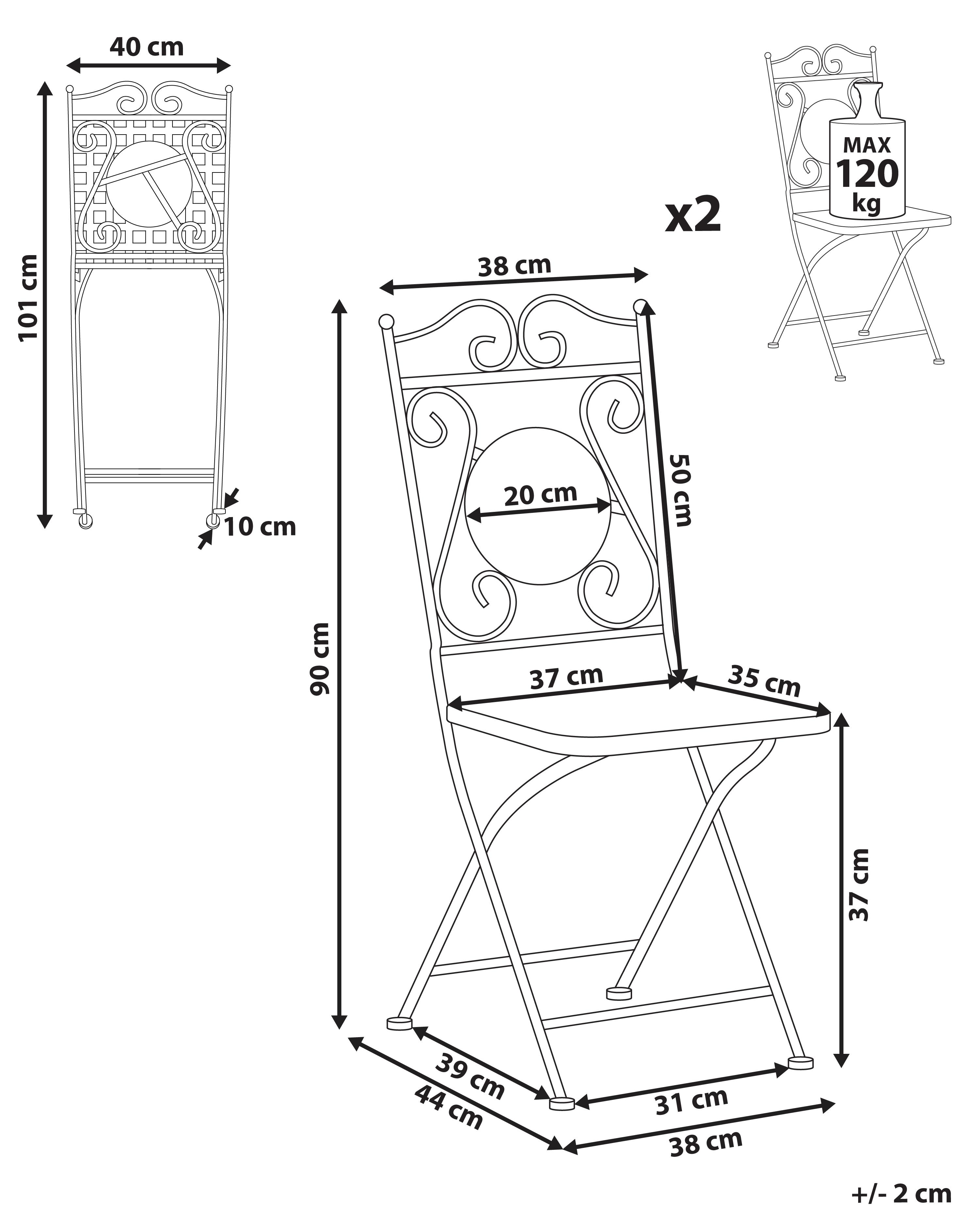 Set van 2 tuinstoelen CARPINO Metaal Zwart