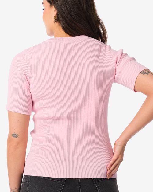 pull côtelé pour femmes rose pâle