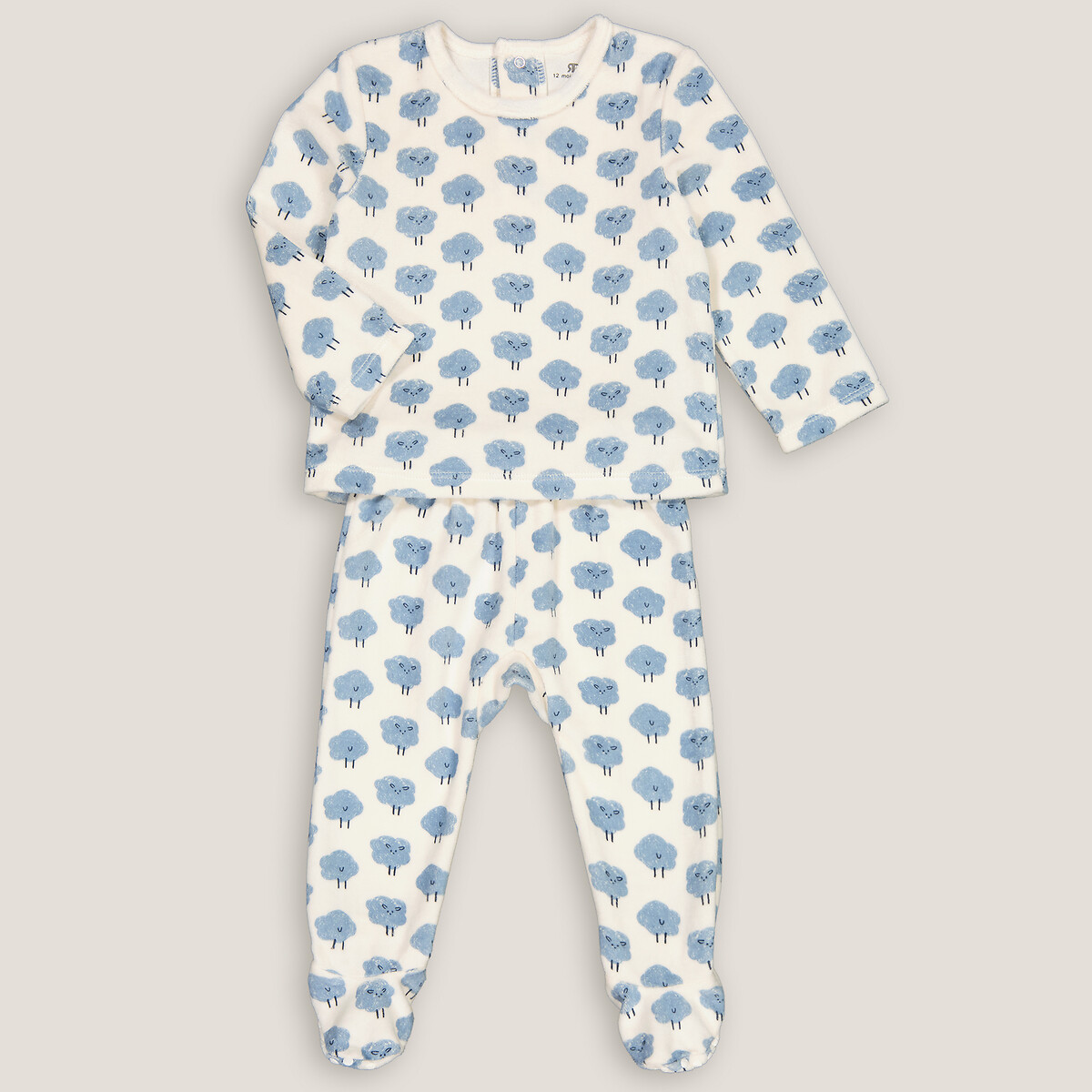 COLEÇÃO LA REDOUTE<br>Pijama de veludo de duas peças com pés