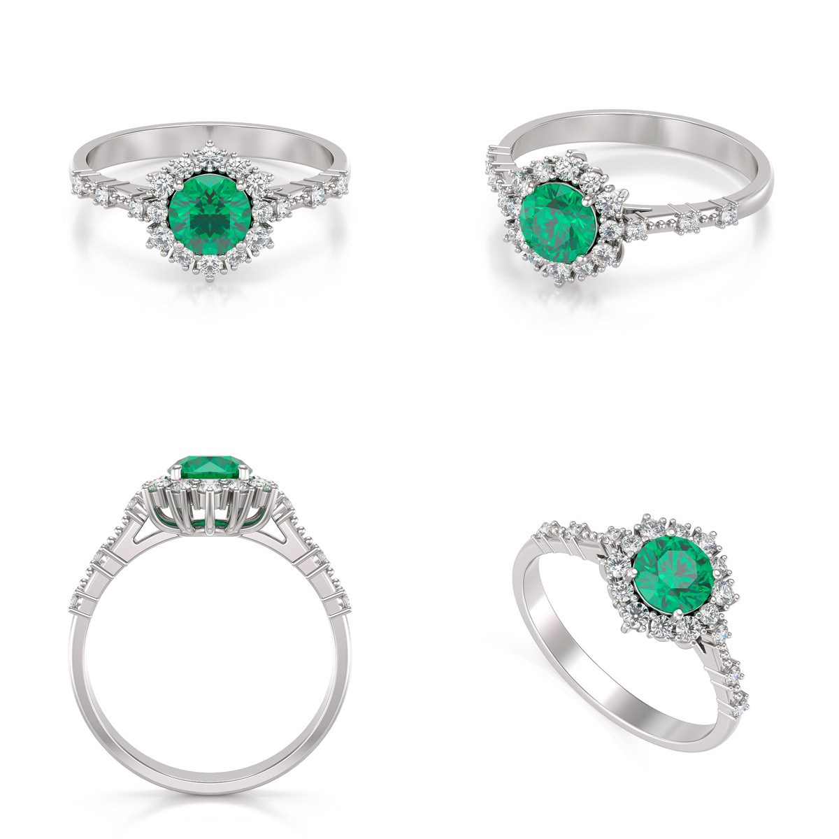 Bague ADEN Emeraude et diamants sur Argent 925 3.25grs