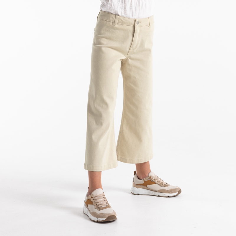 Pantalon large toile stretch blanc fille