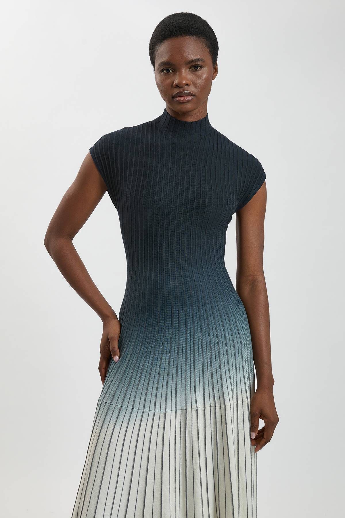 KarenMillen Robe Maxi Tricotée À Manches Longues Petite Avec Détail Dégradé Tie And Dye
