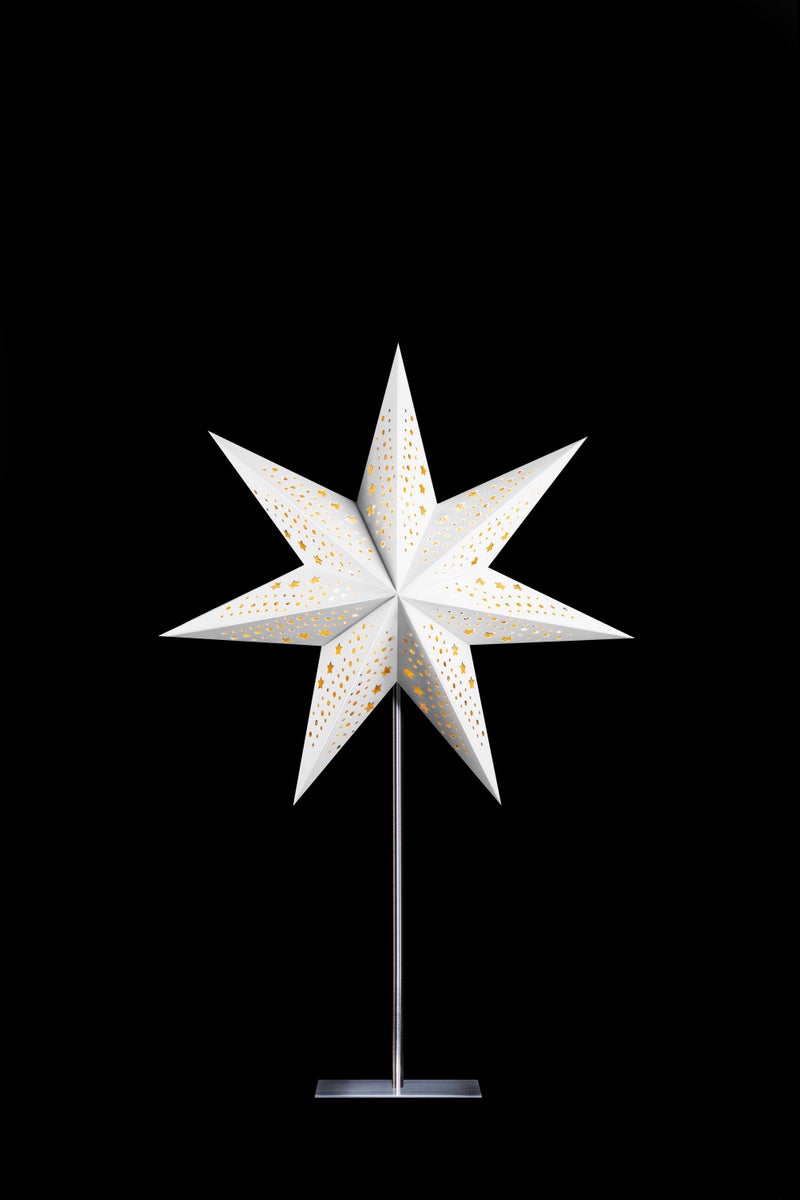 Sterntaler decoratieve ster | Papieren kerstster | Fluweel | Opvouwbare ster met standaard | 45 cm | Binnengebruik | Gloeilamp | Stekker
