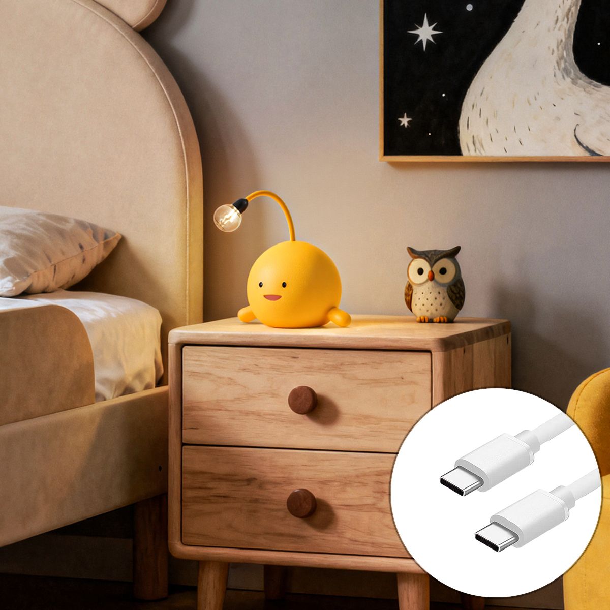 Moderne tafellamp geel incl. LED oplaadbaar - Bulby