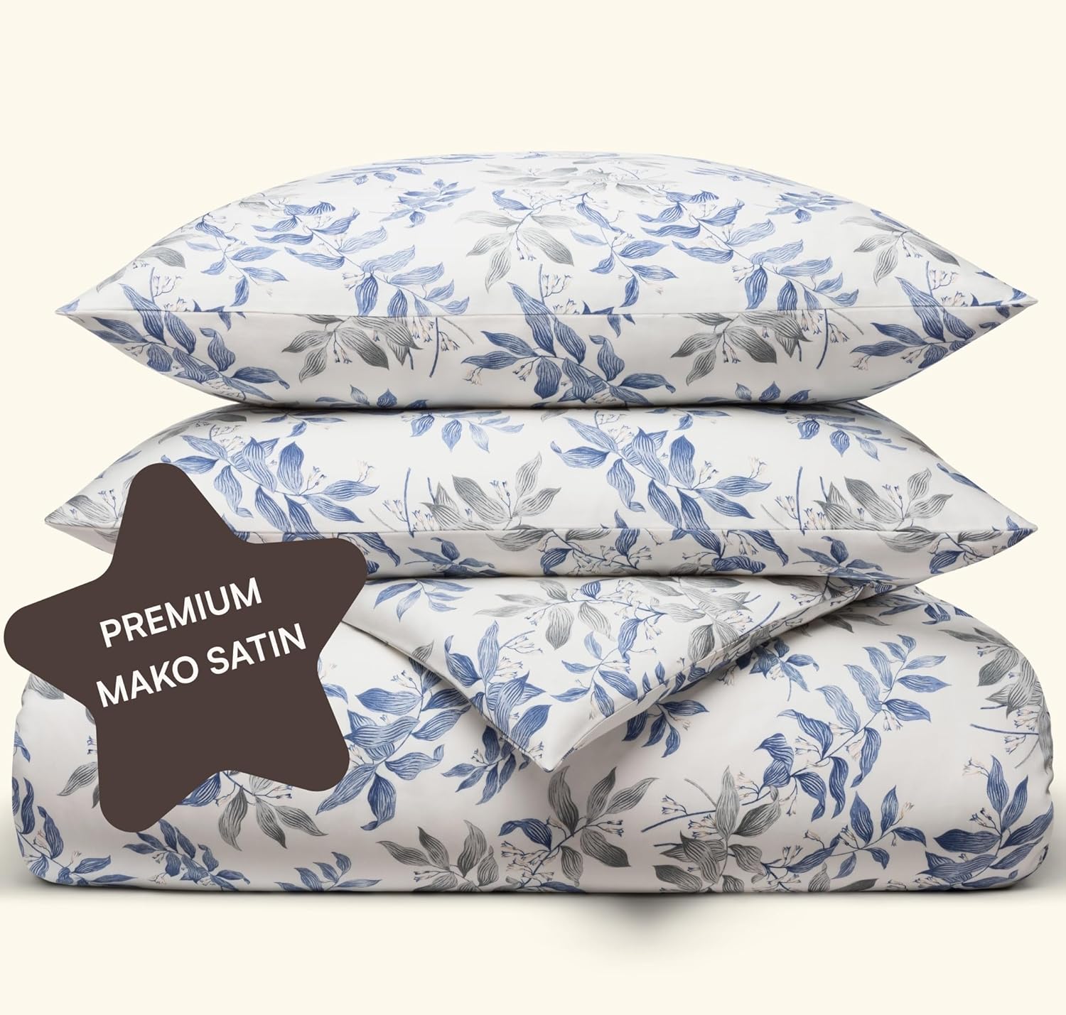 Mako Satin Bettwäsche 135 x 200 cm Floral| 100% langstaplige Baumwolle Bettwäsche Set 135x200 inkl. 40x80 Kissenbezug| Blumenmuster| Hotelbettwäsche 135x200 CARA