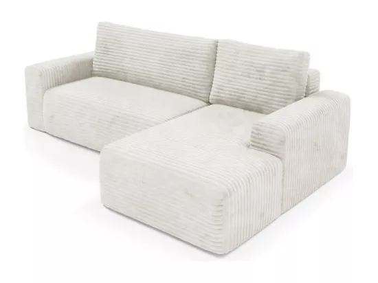 Canapé d'angle convertible en velours côtelé SONTII Creme