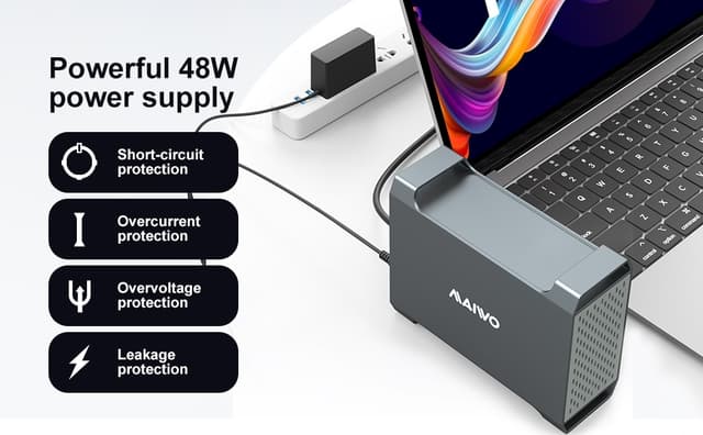 MAIWO K35282C USB-C 3.1 eksternt kabinet aluminium til 2x 3,5