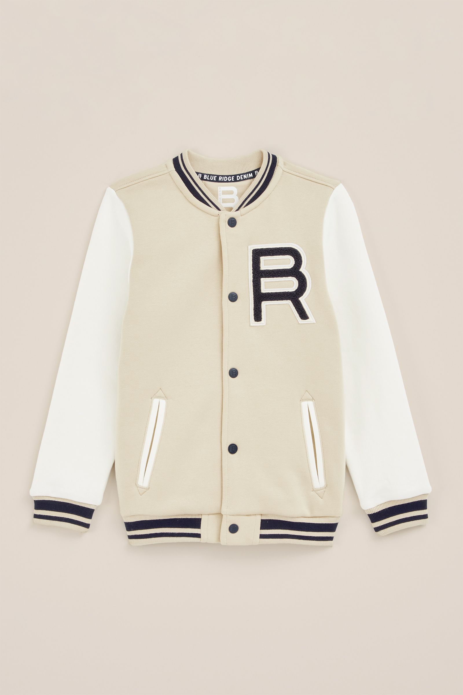 Jongens bombervest met embroidery Blue Ridge Beige
