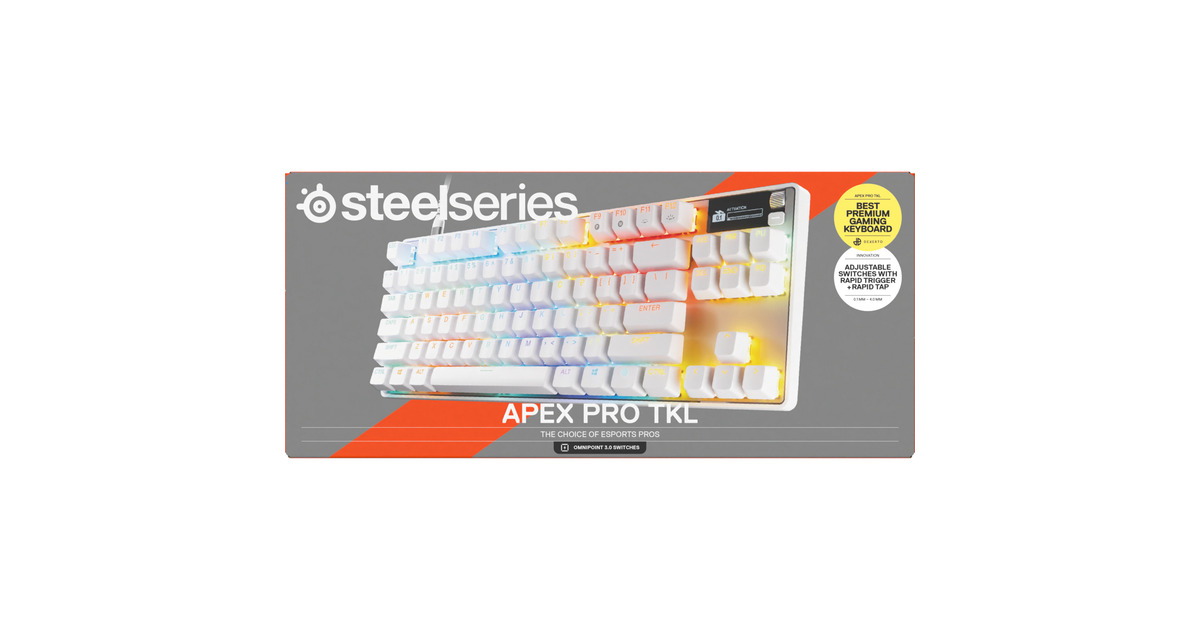 SteelSeriesApex Pro TKL Gen 3, gaming toetsenbord  (Wit, US lay-out, SteelSeries OmniPoint 3.0, RGB leds, TKL)