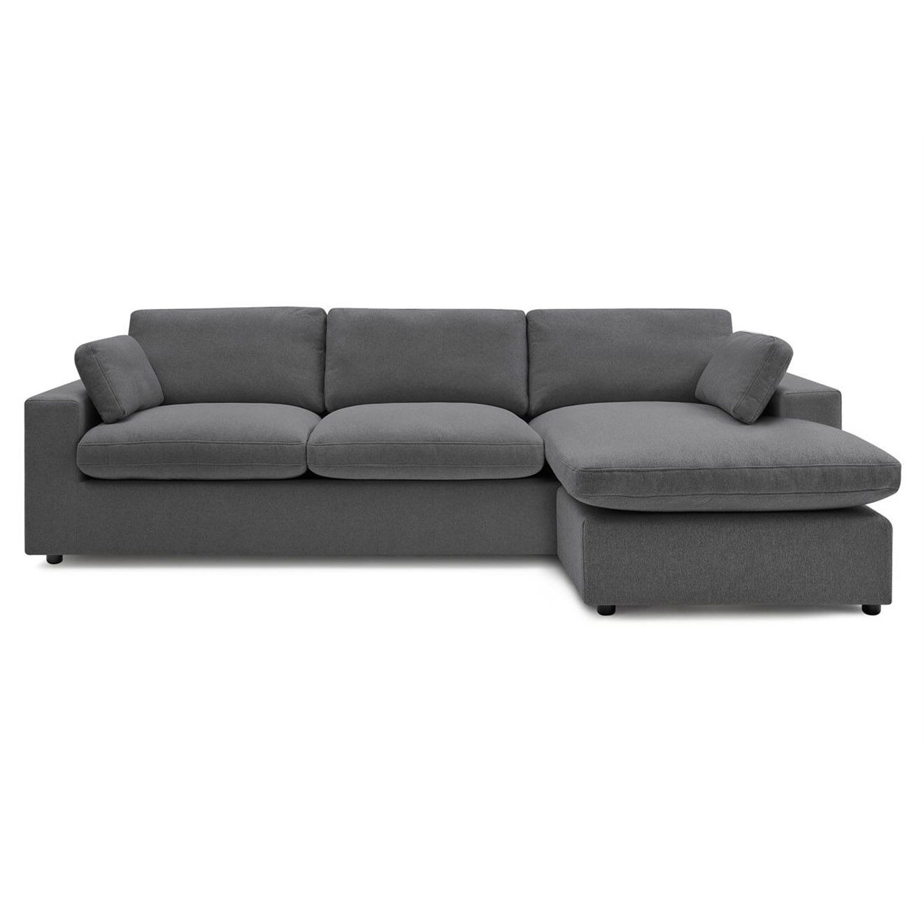 Bobochic Canapé d'angle fixe réversible belair gris foncé - 280x139 cm