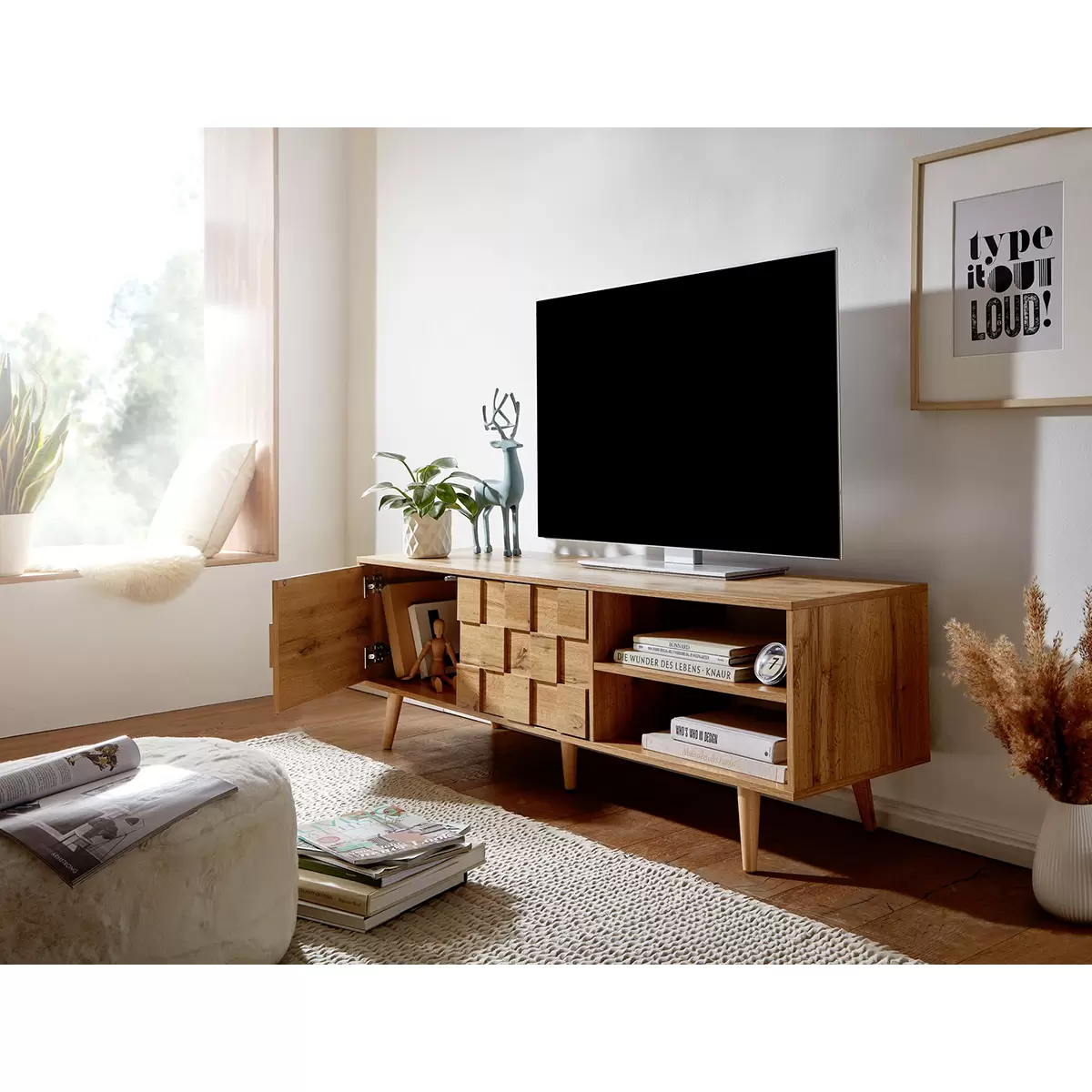 Lowboard Wohnling TV Schrank Eiche