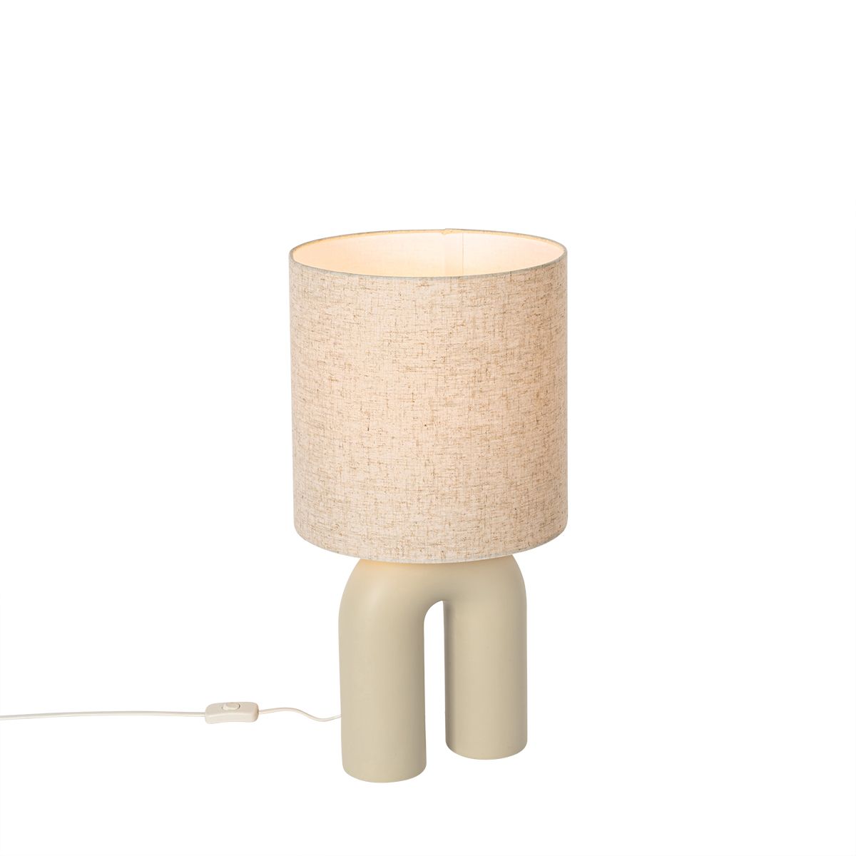 Scandinavische tafellamp beige met linnen kap beige - Lotti