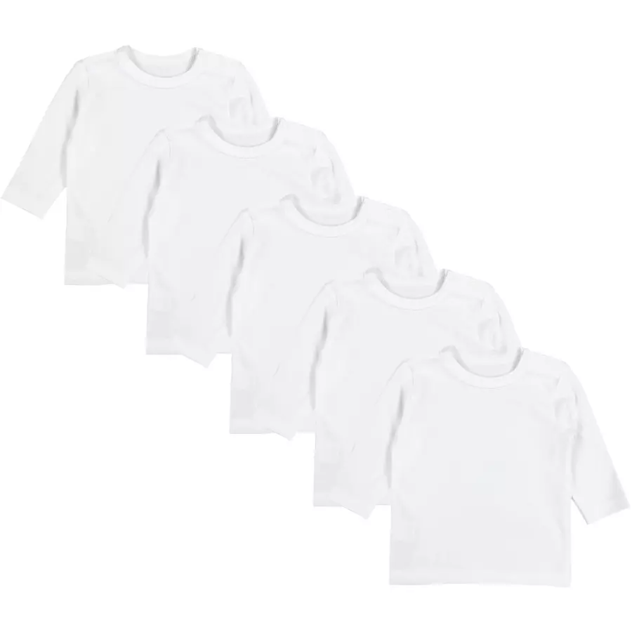 TupTam Baby Jungen Langarmshirt 5er Pack weiß
