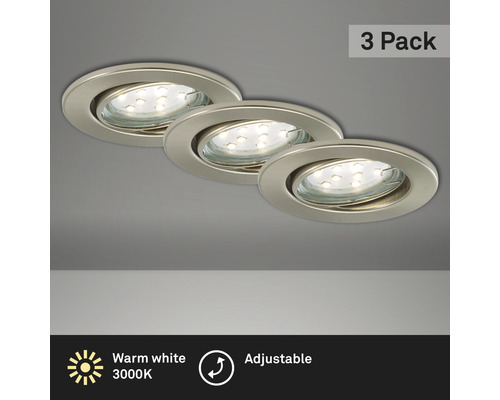 LED inbouwspots set IP23 3-delig 3x3W 3x250 lm 3000K nikkel/mat Ø 8,6/6,8 cm 230V