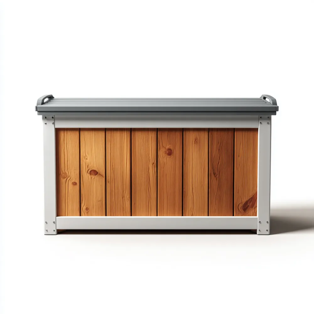 Aufbewahrungsbox Holz Metall 100x50x60 cm - Natur/Grau - Wetterfest