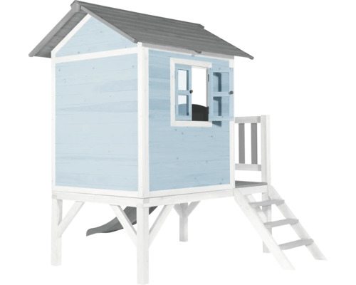 Speelhuis op stelten, axi Lodge, 240 x 167 cm, hout, blauw, inclusief zwarte glijbaan