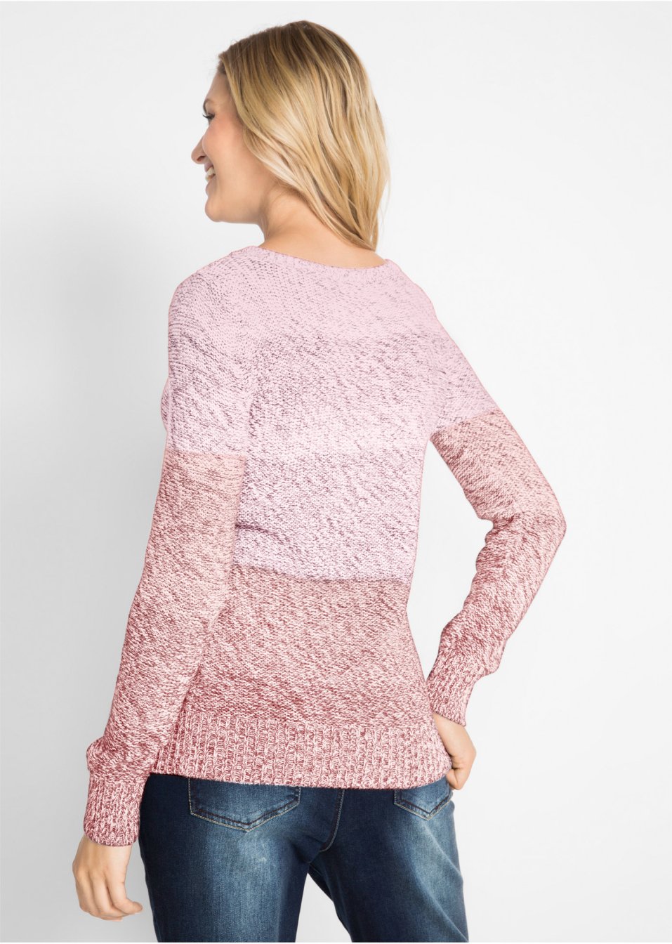 Pull col rond avec dégradé de couleur, manches longues