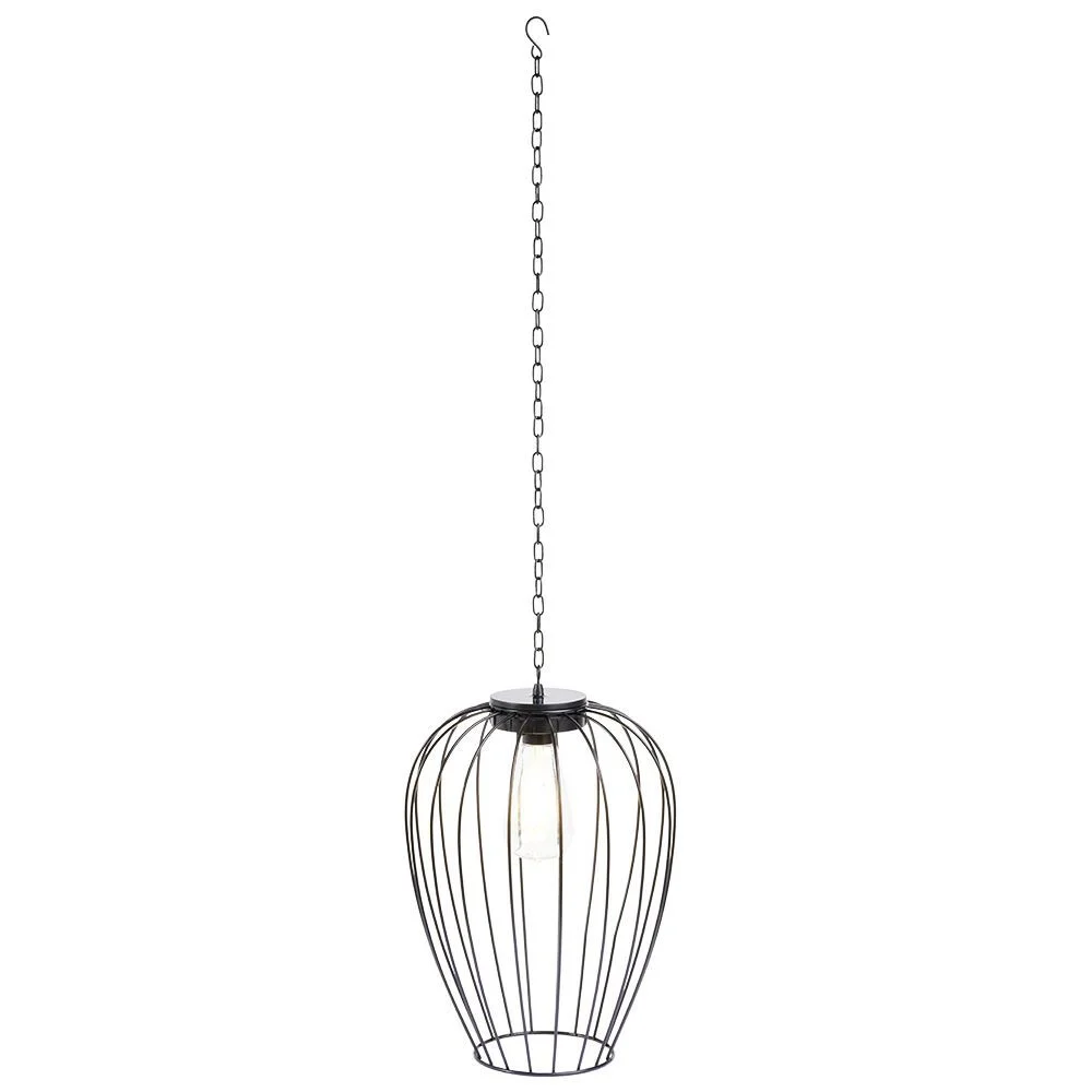 Suspension solaire à LED blanc chaud métal noir Ø23,5xH31,5cm