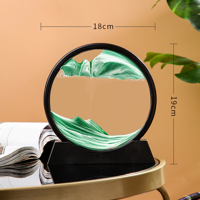 (Ø18cm) 3D Sandbild Home Deko Sanduhr Bewegliches Kunst Accessoire - Grün