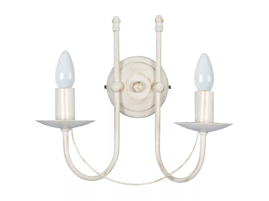 Applique double bras métal ivoire 24,5cm.