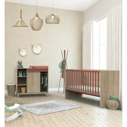 Chambre DUO Lit 60x120 Commode NOVA Rose - SAUTHON